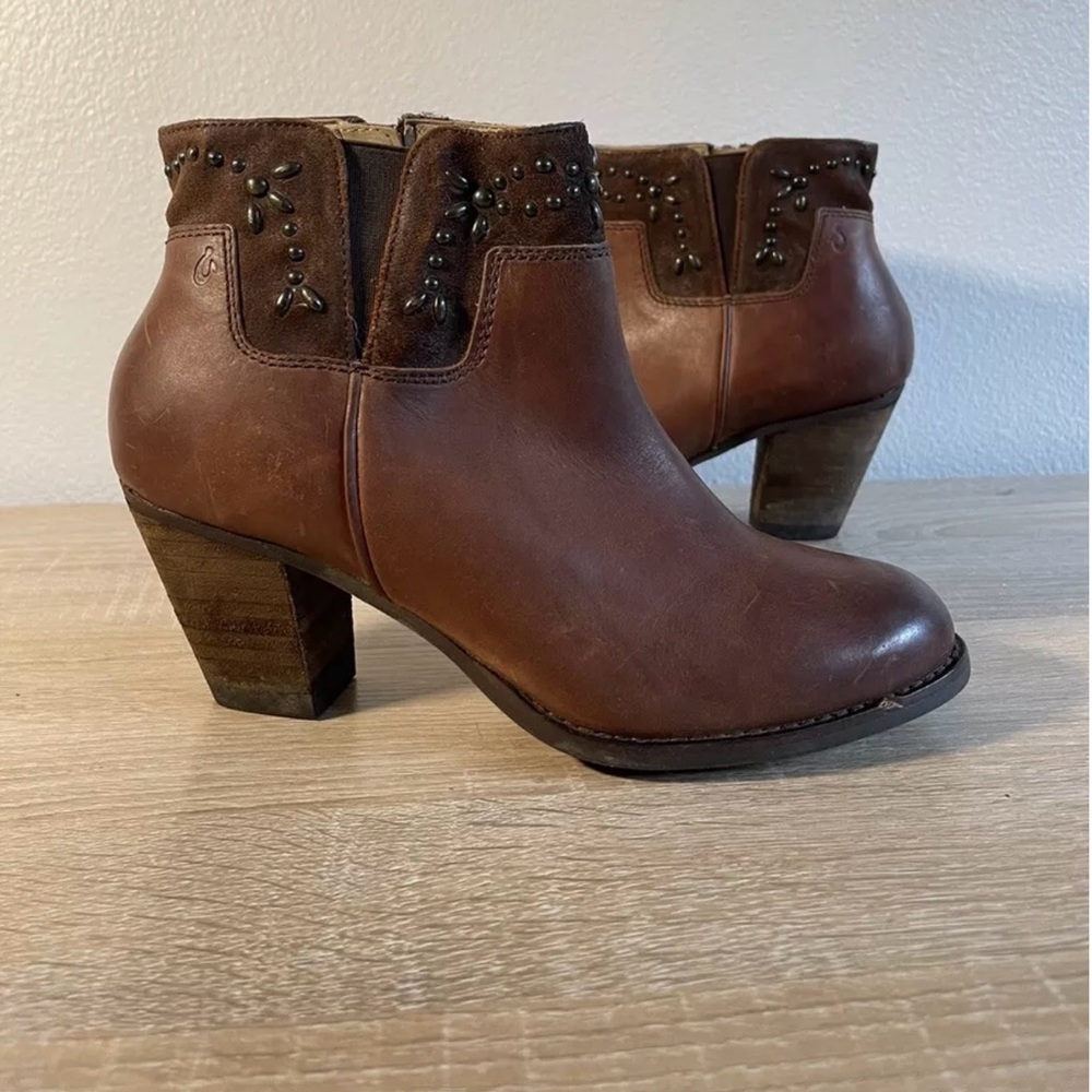 Olukai Ho'Ohilu Bootie Friar Brown Leather Ankle Boots Sz 7